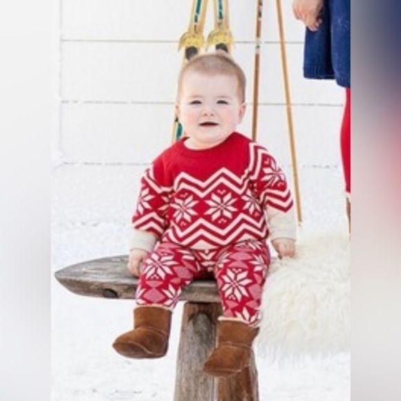 Hanna Anderson Baby Nordic Red and Cream Sweater Size 2T 2022 Collection - Picture 15 of 15